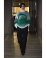 Wool Mohair High Neck Knit Top - green