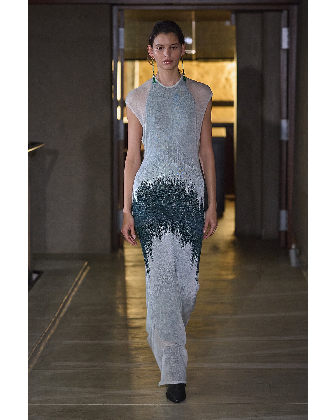 Sheer Jacquard Knit Dress - green - Mame Kurogouchi
