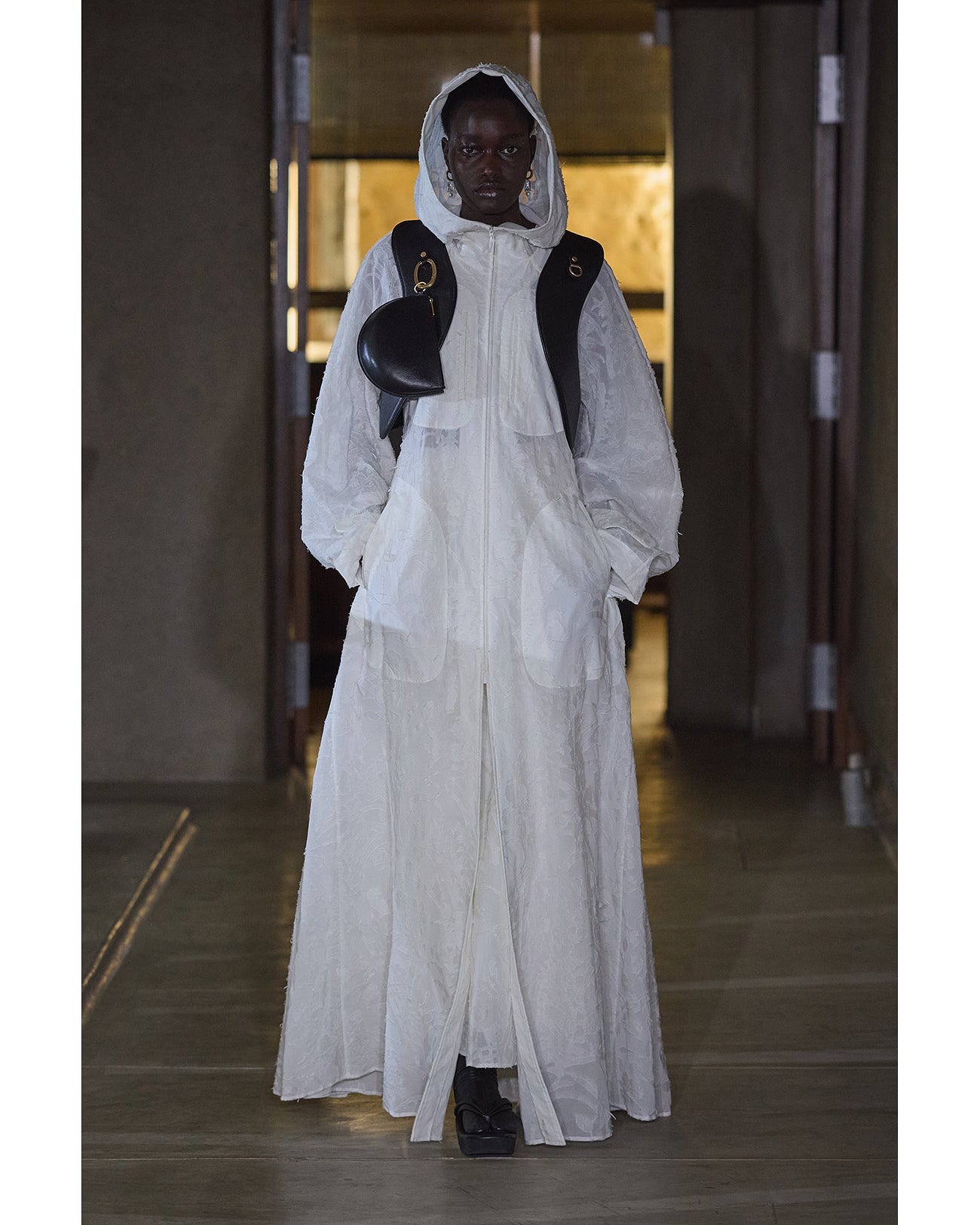 Washi Print Hooded Sheer Coat - white - Mame Kurogouchi