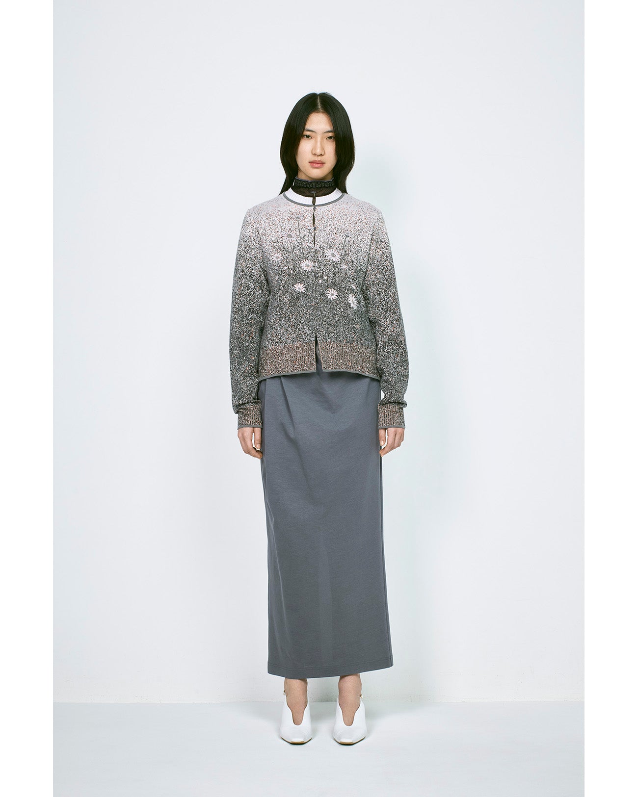 Cotton Jersey Asymmetric Skirt - grey - Mame Kurogouchi
