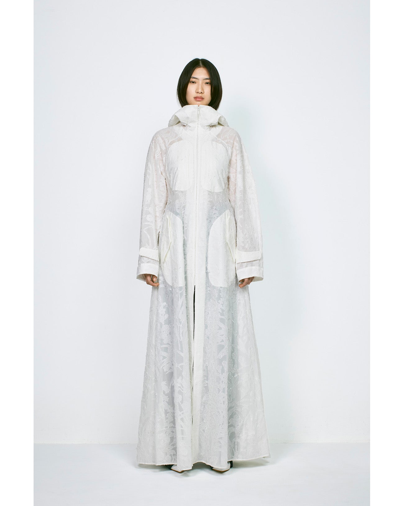 Washi Print Hooded Sheer Coat - white - Mame Kurogouchi