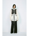 Nylon Oversized Jacket with Cording Embroidery Vest - black