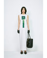 Glass Beads Printed Dress - white