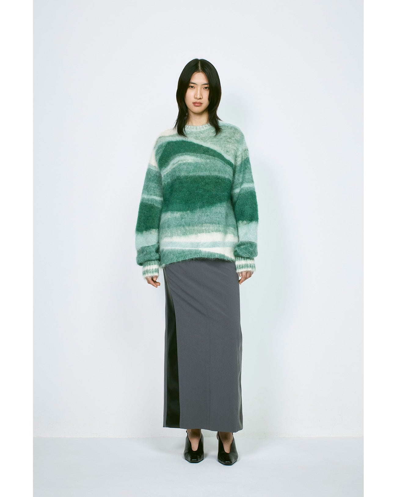 Wool Triacetate Lined Skirt - grey - Mame Kurogouchi