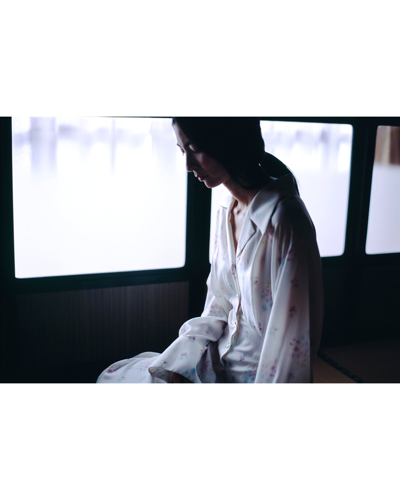 Floral Motif Printed Shirt - black - Mame Kurogouchi