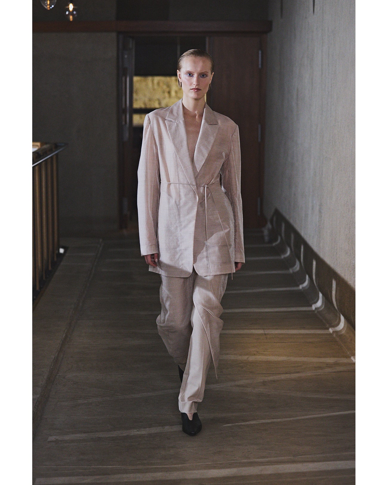 Wool Nylon Shimmering Jacket - beige - Mame Kurogouchi