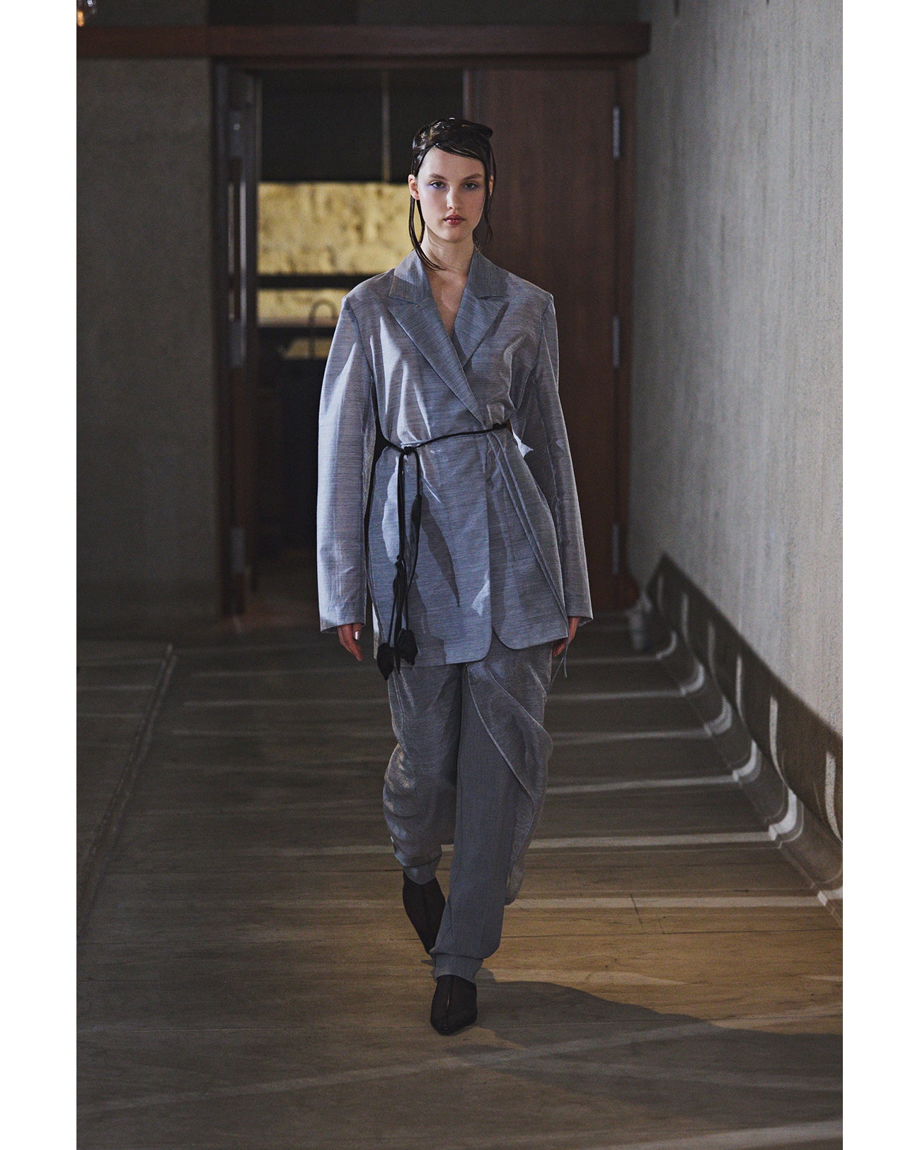 Wool Nylon Shimmering Trousers - grey - Mame Kurogouchi