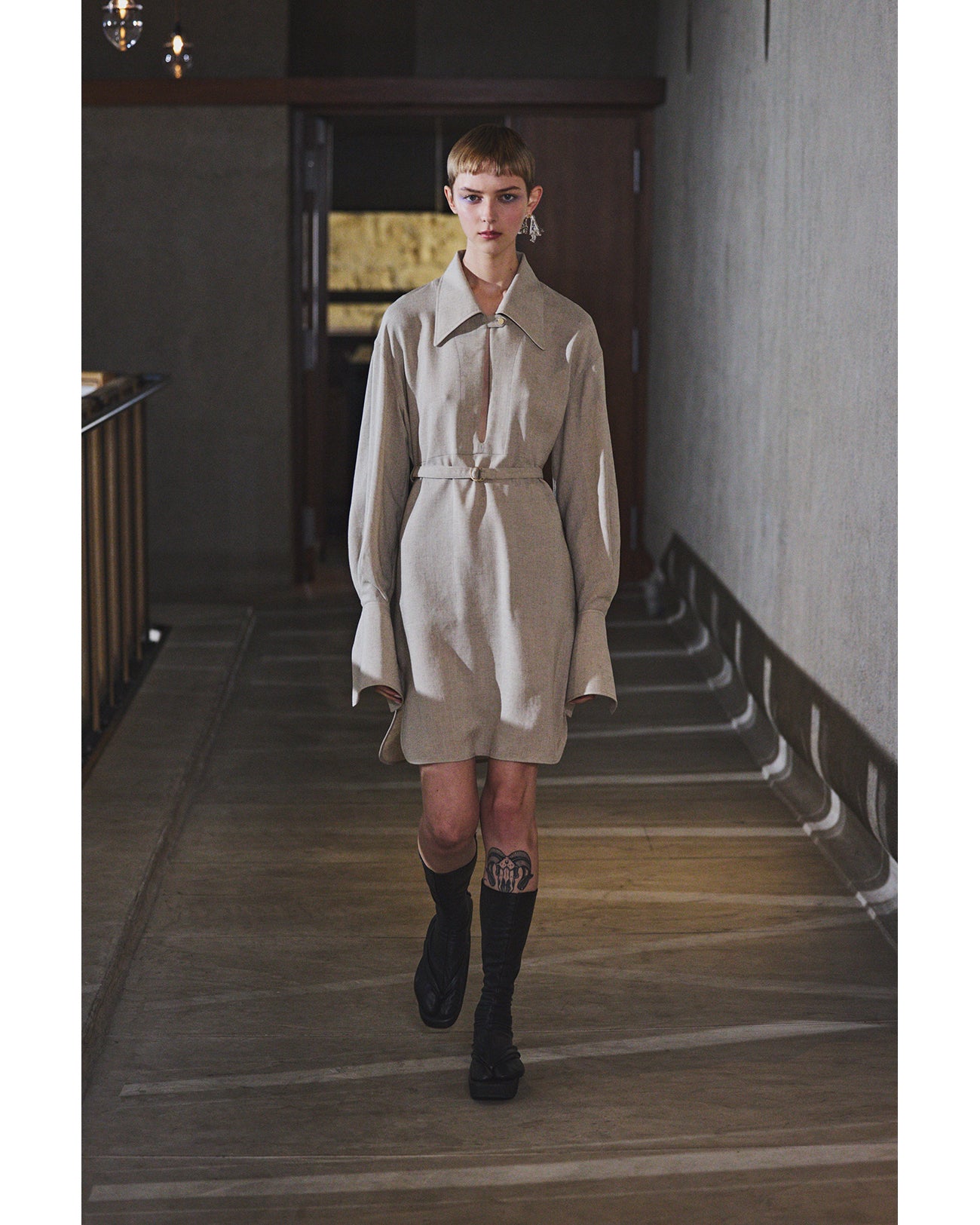 Floral Motif Handcrafted Glass Earring - clear - Mame Kurogouchi