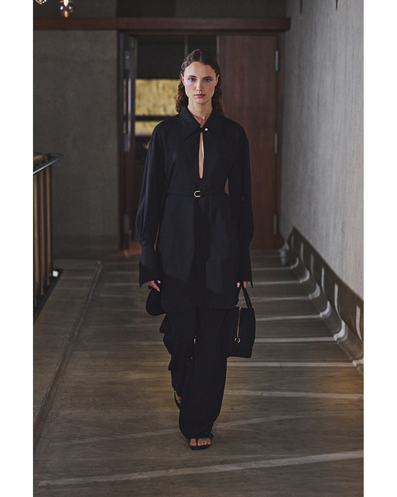 Cording Embroidery Demi Lune Handbag - black - Mame Kurogouchi