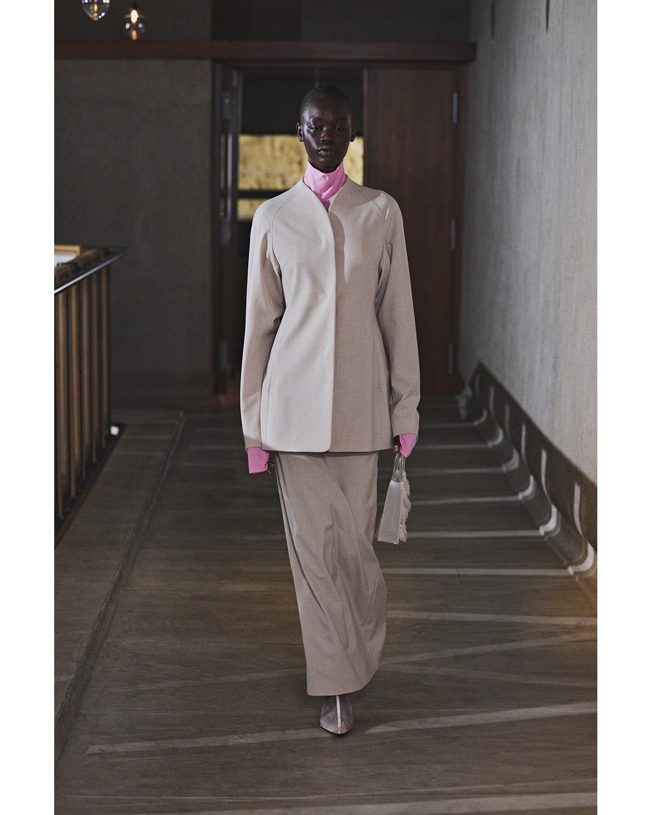 Collarless Raglan Sleeve Jacket - grey - Mame Kurogouchi