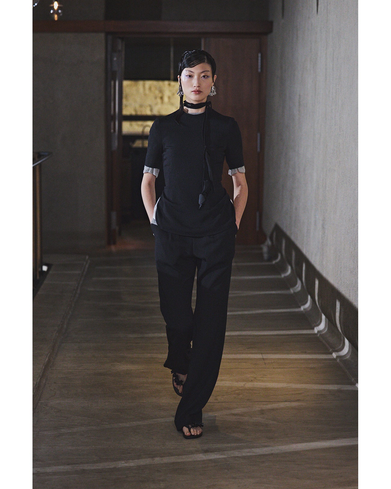 Floral Motif Silk Belt - black - Mame Kurogouchi