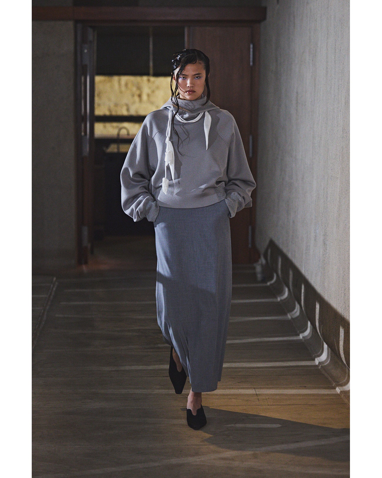 Double Face Jersey Relaxed Hoodie - grey - Mame Kurogouchi