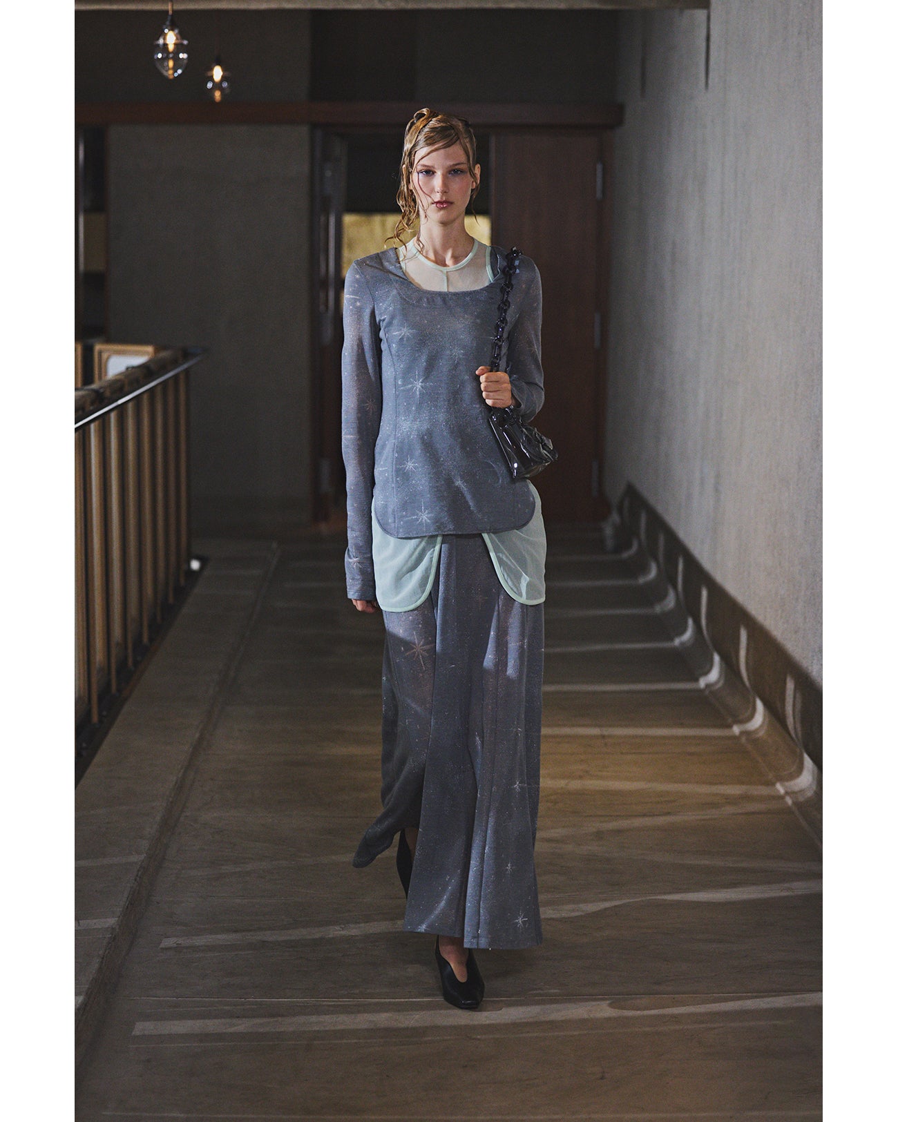 Draped Jersey Sheer Sleeveless Top - light green - Mame Kurogouchi