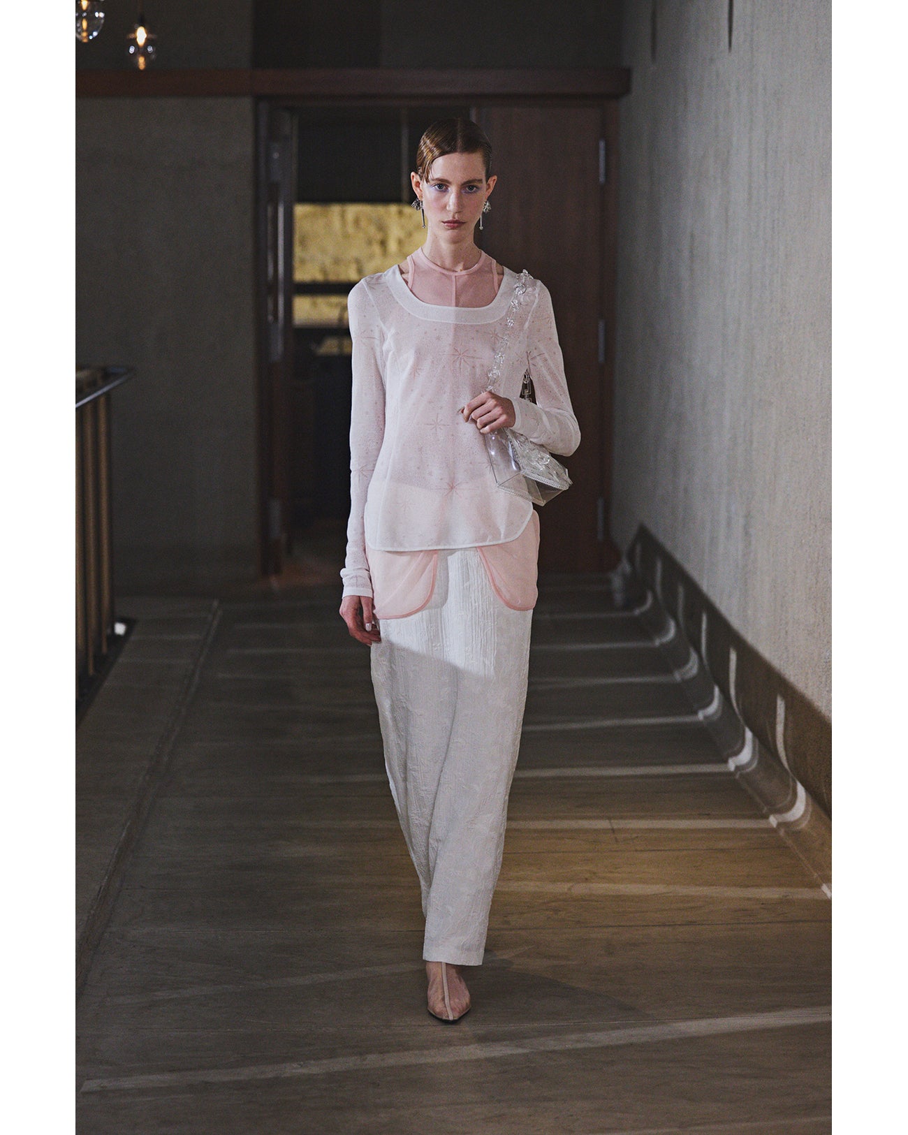 Starry Jersey Square Neck Sheer Top - white - Mame Kurogouchi