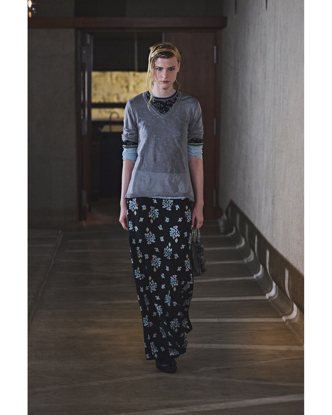 Floral Motif Glitter Short Sleeve Knit Top - black - Mame Kurogouchi