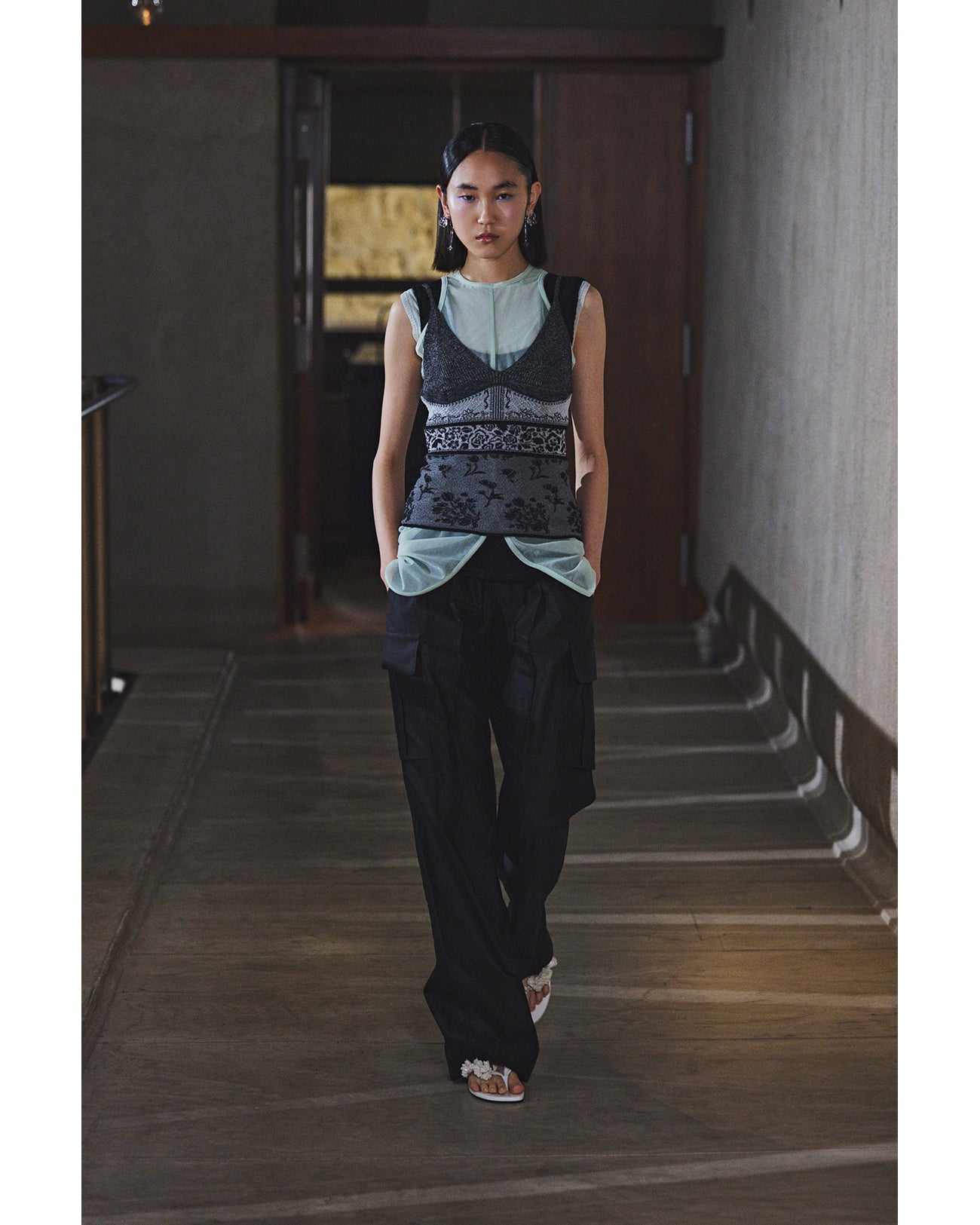 Cotton High Waisted Cargo Trousers - black - Mame Kurogouchi