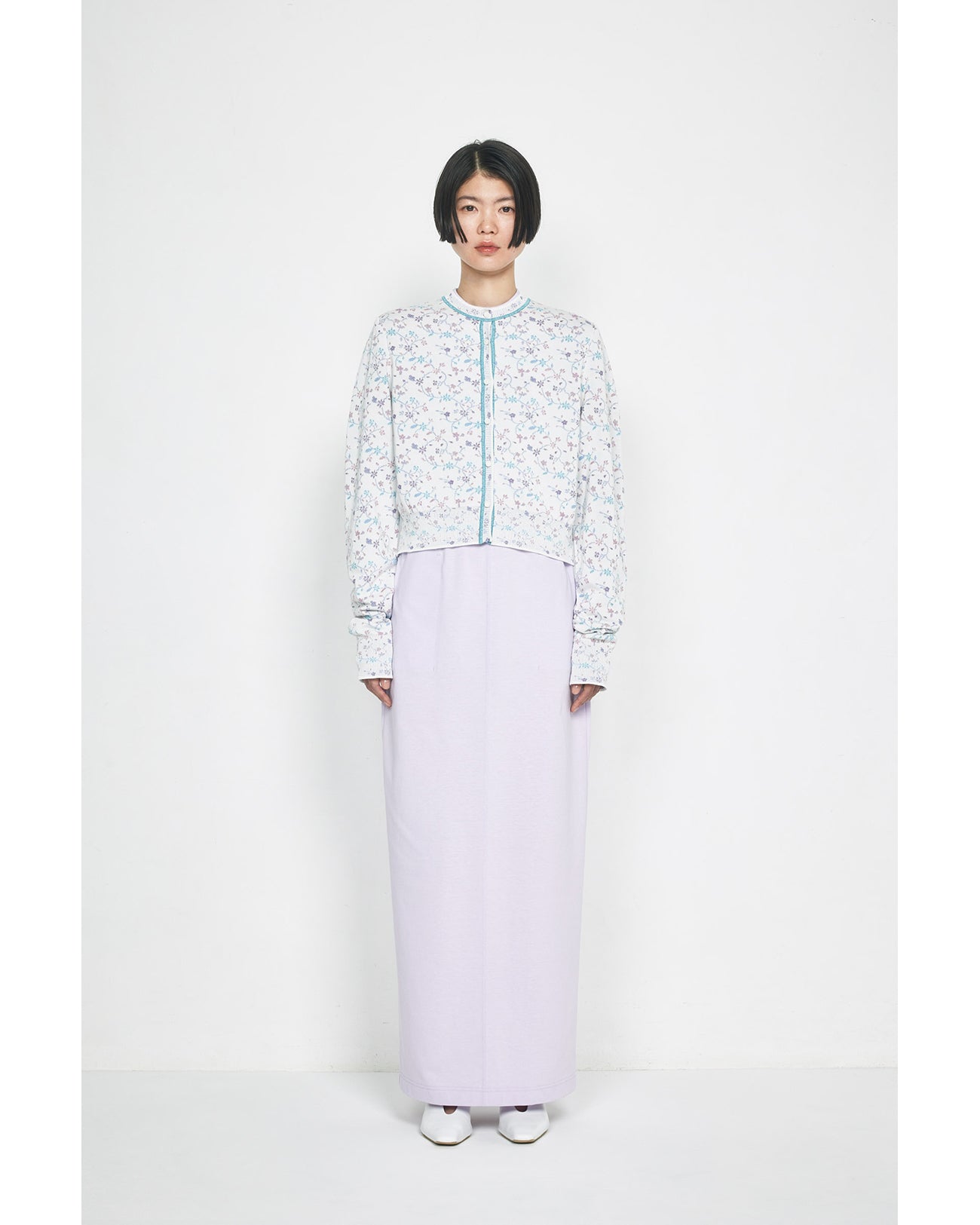 Floral Motif Glitter Knit Cardigan - black - Mame Kurogouchi