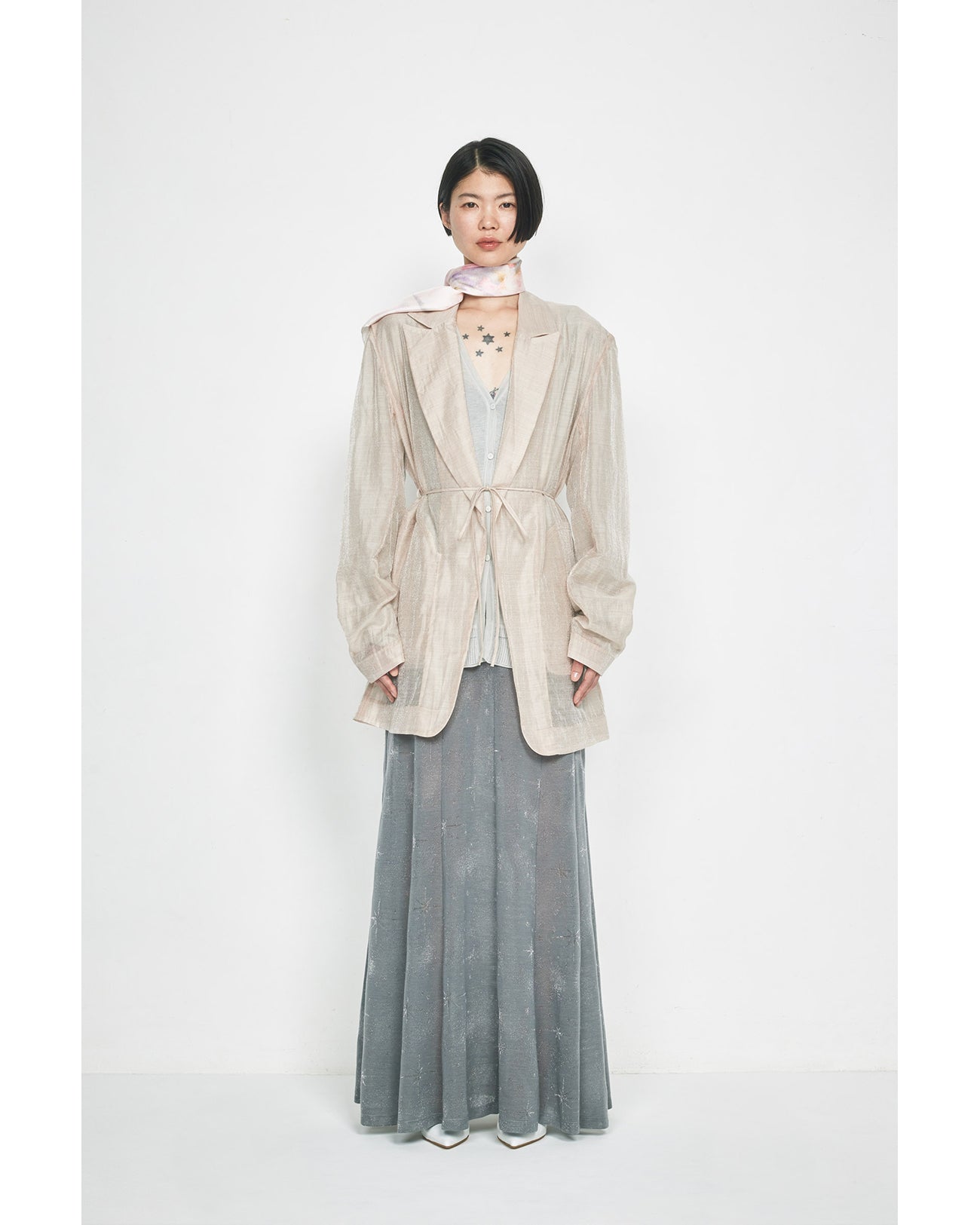 Starry Jersey Sheer Dress - grey - Mame Kurogouchi