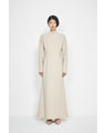 Tucked Waist Flared Dress - beige