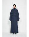 Cording Embroidery Detailed Trench Coat - navy