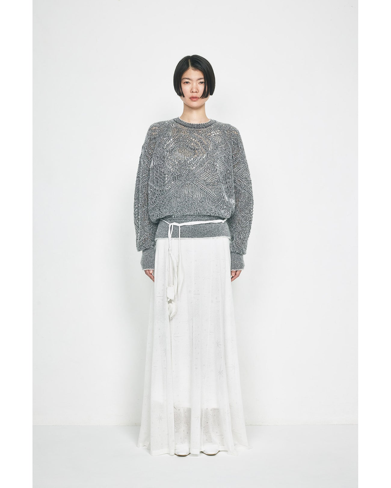 Floral Motif Silk Belt - white - Mame Kurogouchi