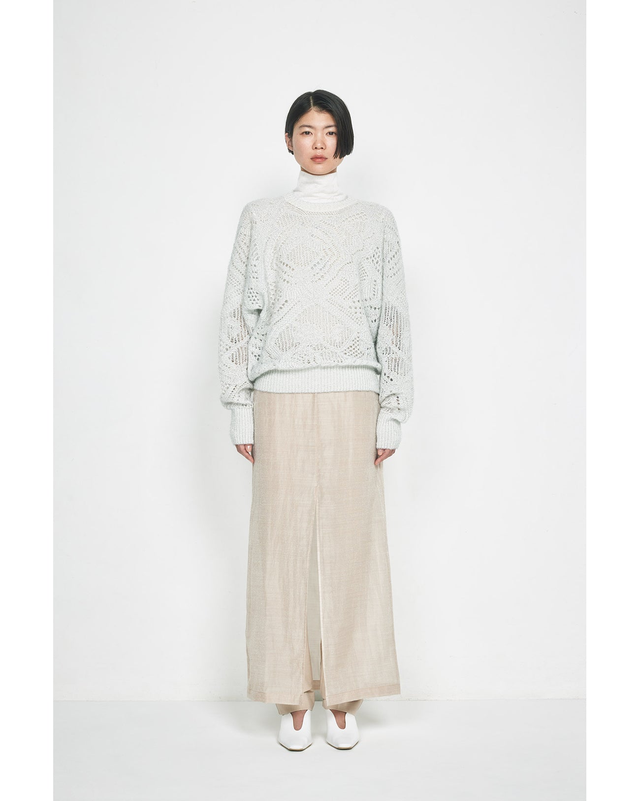 Wool Nylon Shimmering Trousers - beige - Mame Kurogouchi