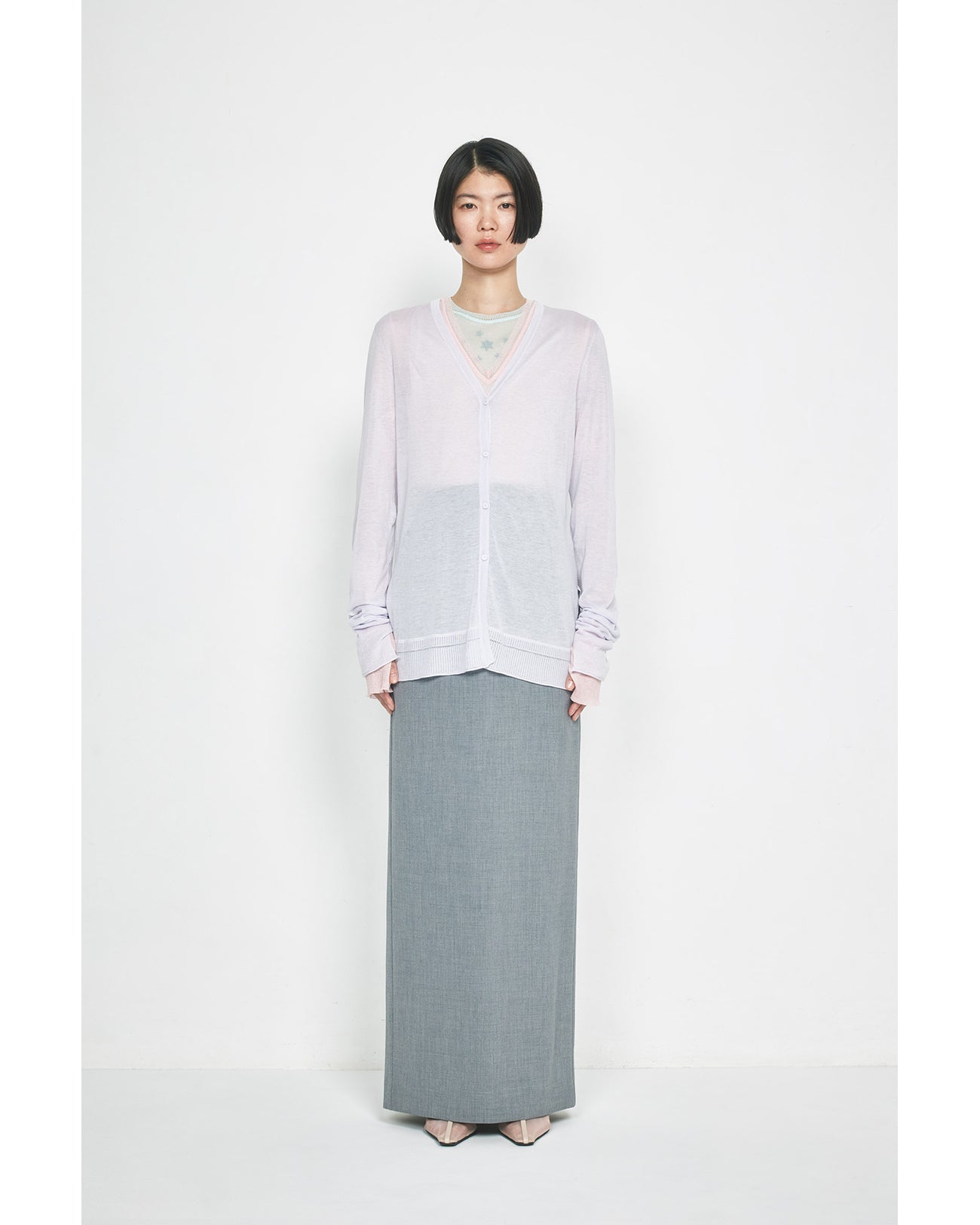 Curved Dart I-line Skirt - grey - Mame Kurogouchi