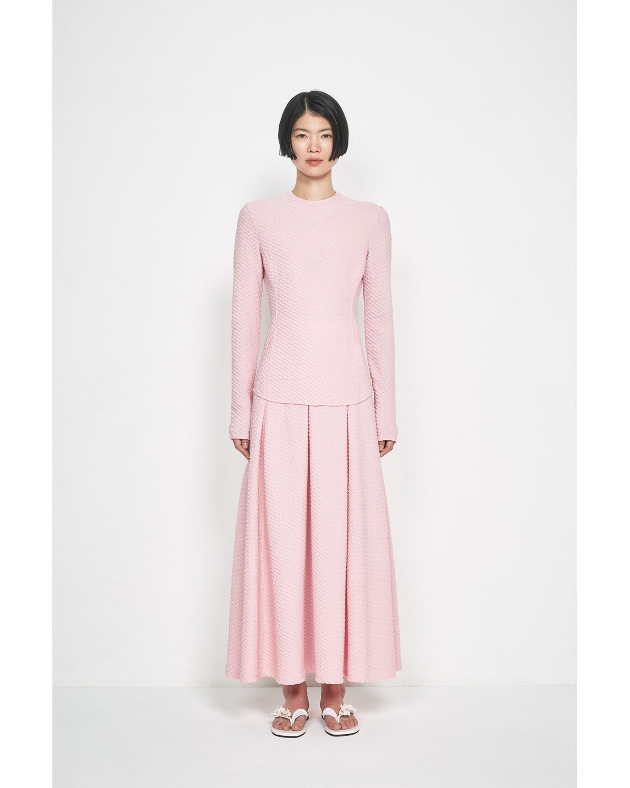 Shirring Jersey Jacquard Flare Skirt - black - Mame Kurogouchi