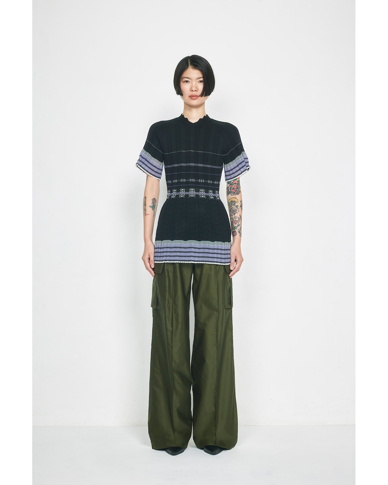 Lamp Shaped Knit Top - white - Mame Kurogouchi