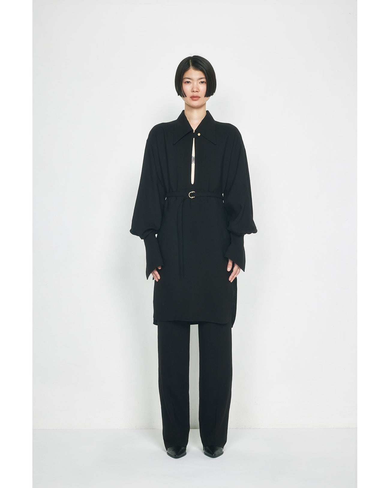 Triacetate Polyester Tunic - black - Mame Kurogouchi