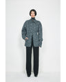 Floral Jacquard Denim Jacket - blue
