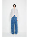 Floral Jacquard High Waisted Denim Trousers - blue