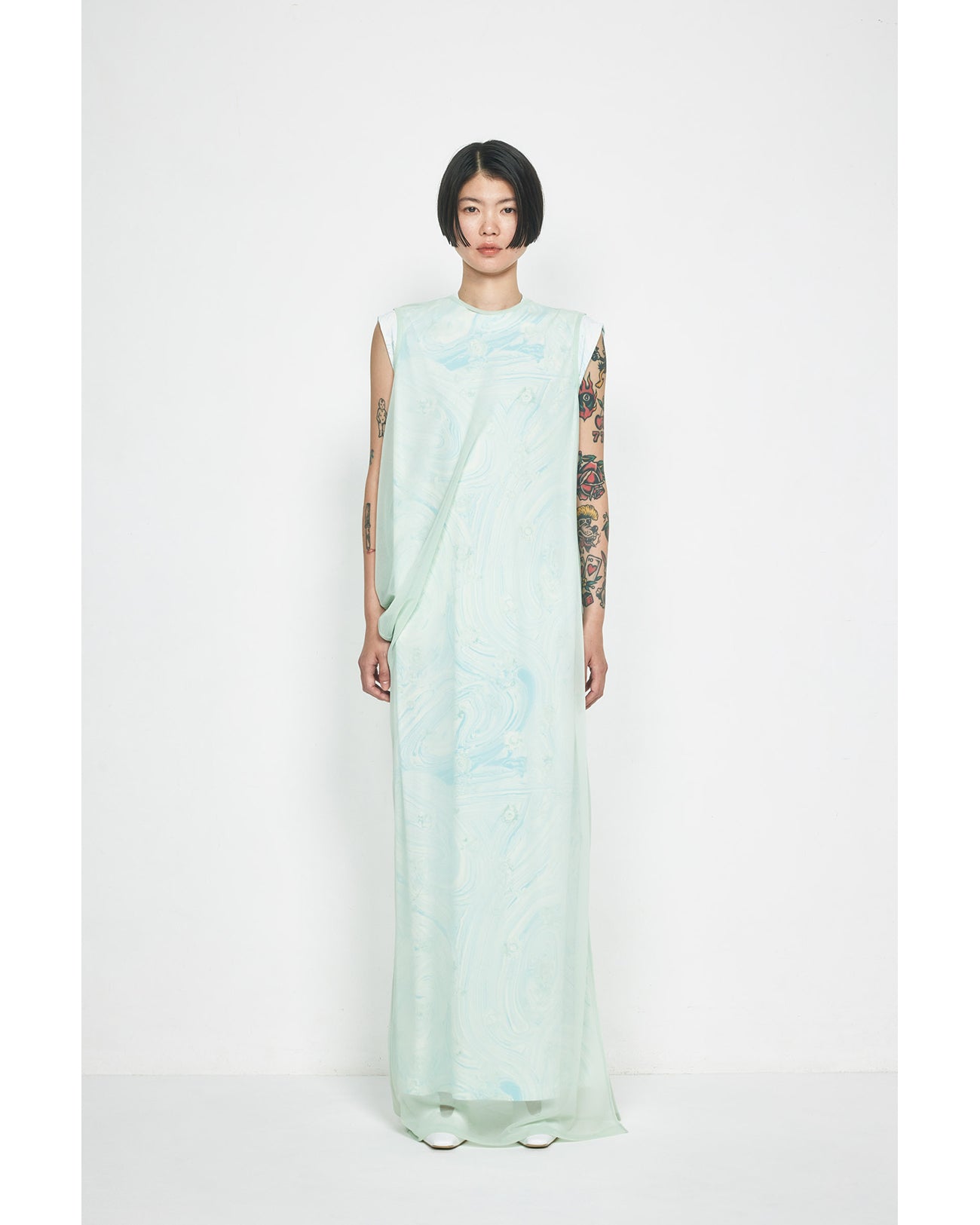Marble Print Jersey Dress - blue - Mame Kurogouchi