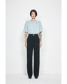 Triacetate Polyester High Waisted Center Creased Suit Trousers - black