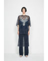 Raschel Lace Embroidered Top - navy