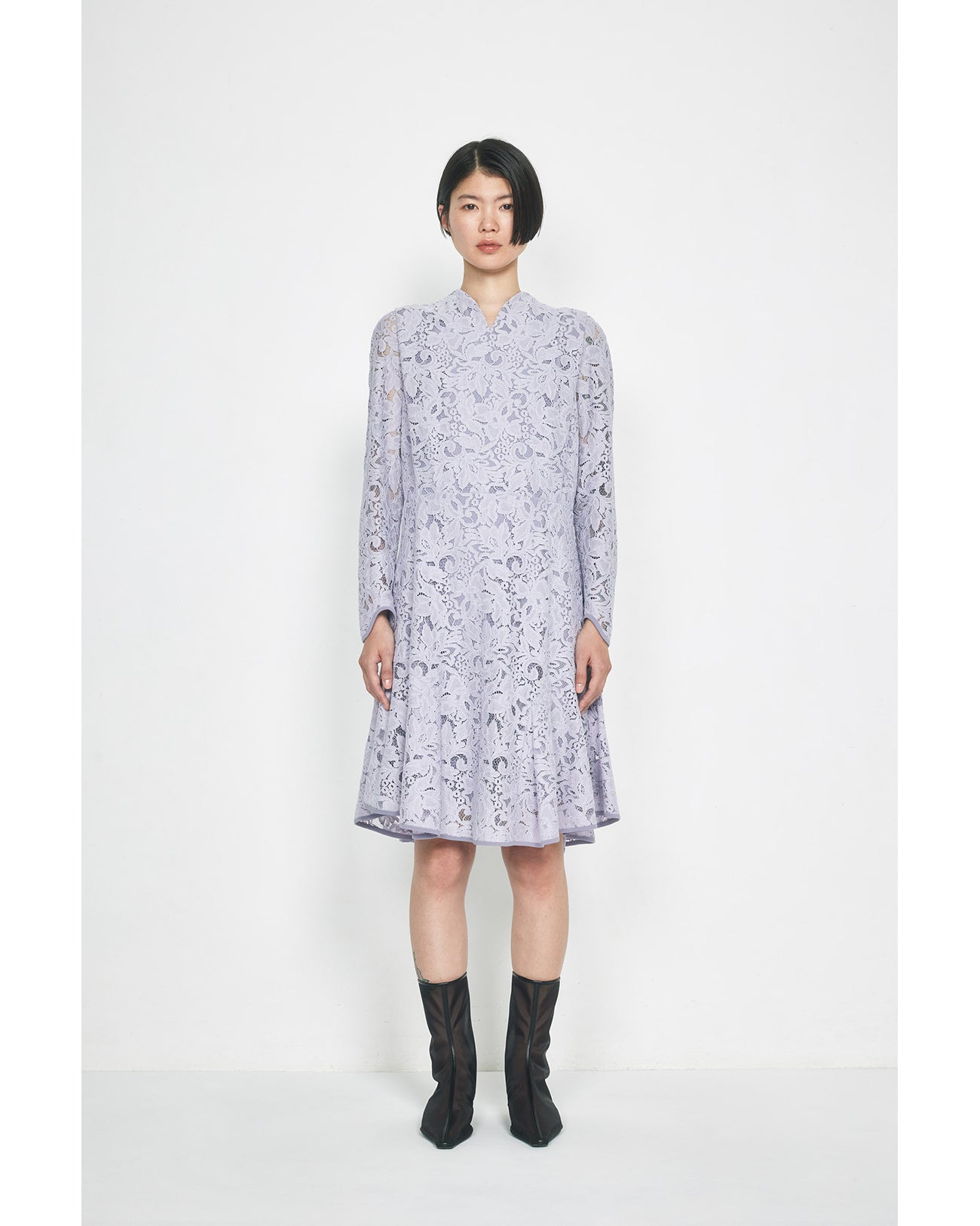 Raschel Lace Flare Dress - purple - Mame Kurogouchi