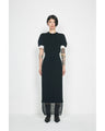Triacetate Polyester Embroidered Short Sleeve Top - navy