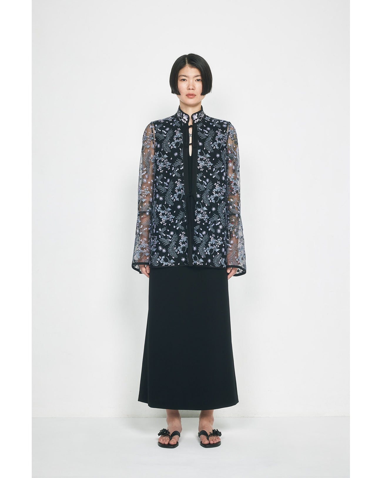 Triacetate Polyester Sleeveless Dress - navy - Mame Kurogouchi