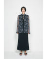 Tulle Lace Stand Collar Shirt - black