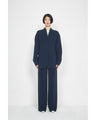 Triacetate Polyester Dropped Shoulder Jacket - navy