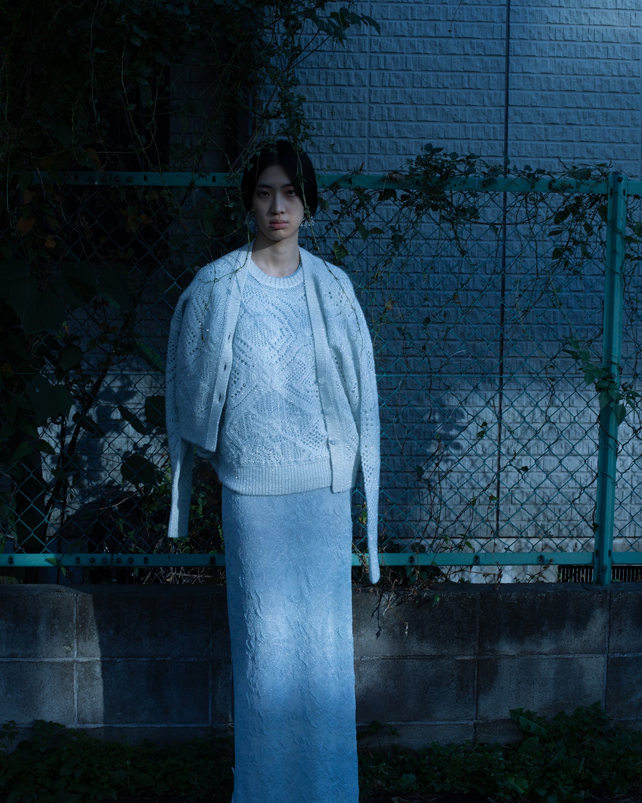 Floral Jacquard Sheer Knit Dress - grey - Mame Kurogouchi