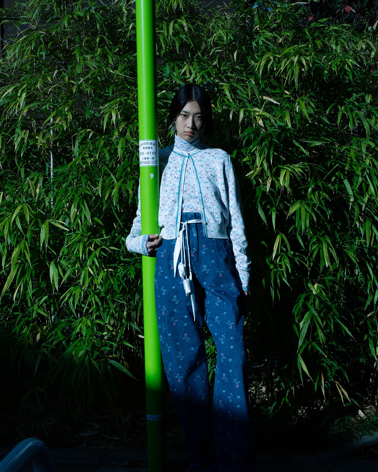 Floral Jacquard High Waisted Denim Trousers - blue - Mame Kurogouchi