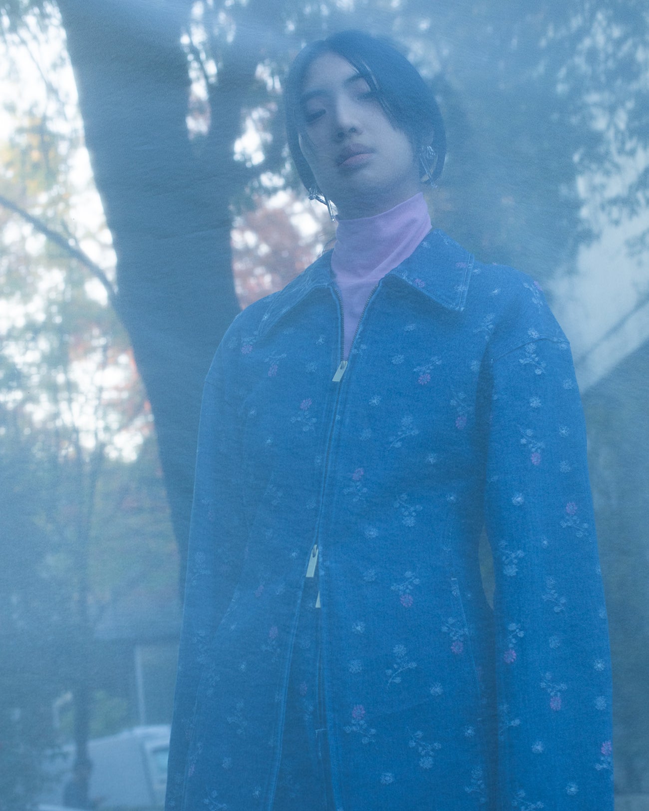 Cotton Jersey High Neck Top - pink - Mame Kurogouchi