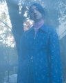 Floral Jacquard Denim Jacket - blue