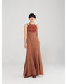Linen Mix Ombre Check Camisole Dress - brown