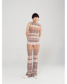 Basket Motif Knitted Flared Trousers - brown