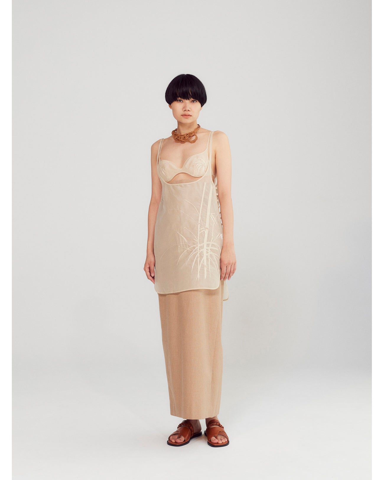 Naturally Coloured Cotton Dobby High Waist Skirt - navy