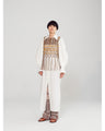 Bamboo Beaded Macrame Fringe Vest - brown
