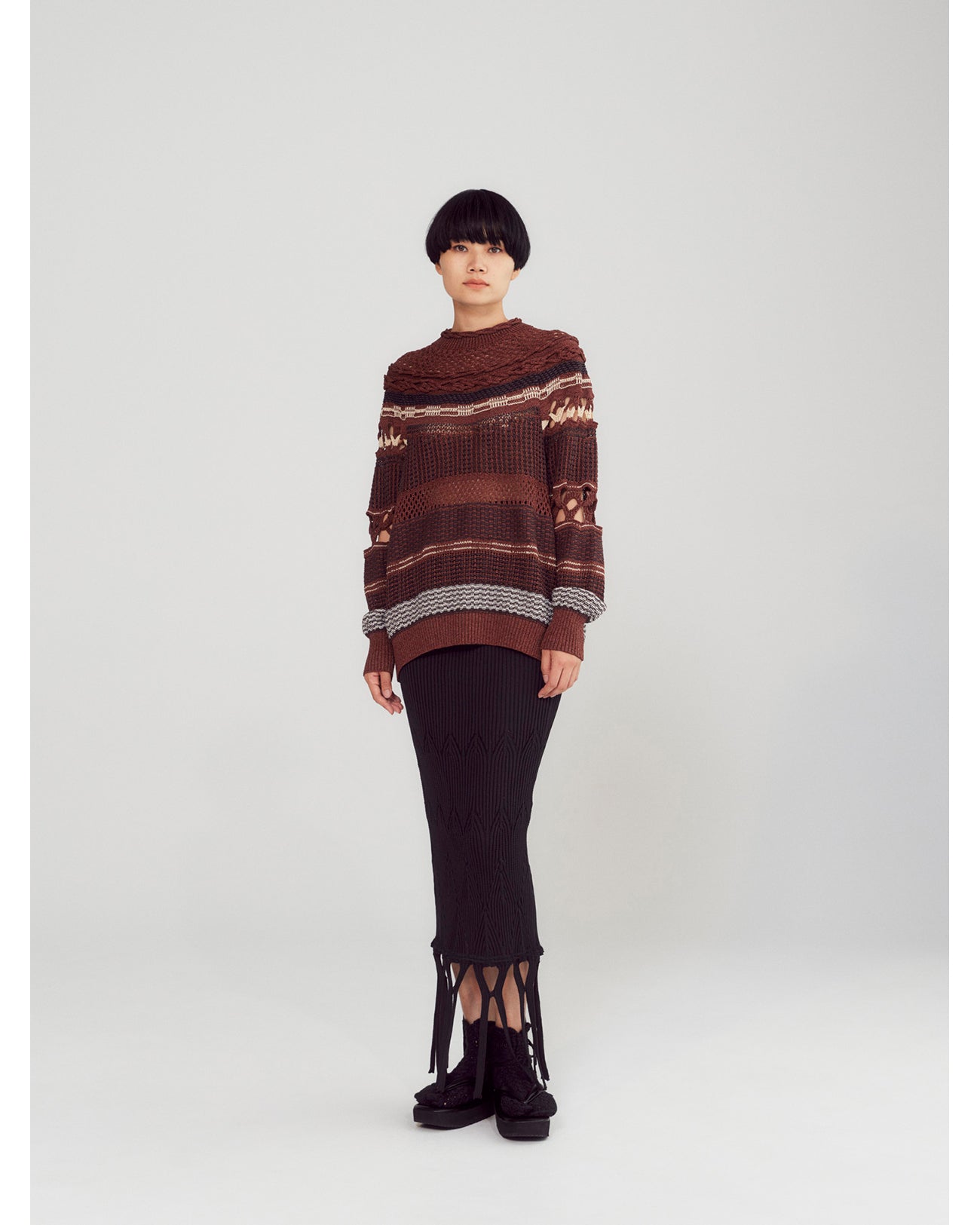 Bamboo Basket Pattern Knitted Top - mint green
