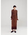 "Arimatsu Shibori" Ombre Dyed Silk Shirt Dress - brown